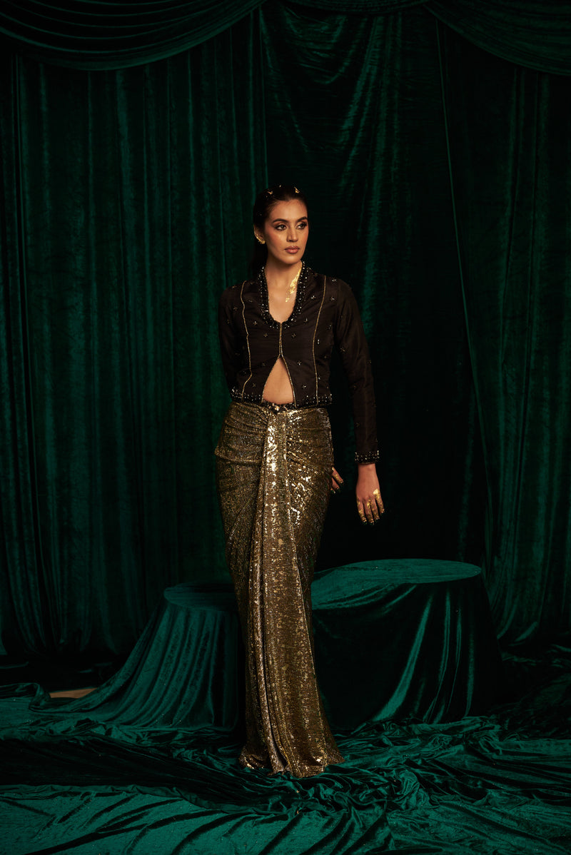 Raw Silk Jacket And Drape Skirt — image 1