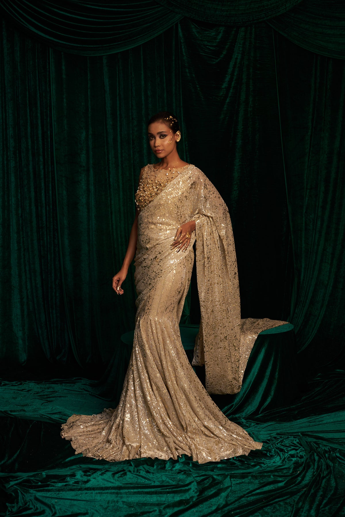 Short Embroidered Cape in Blue — image 7