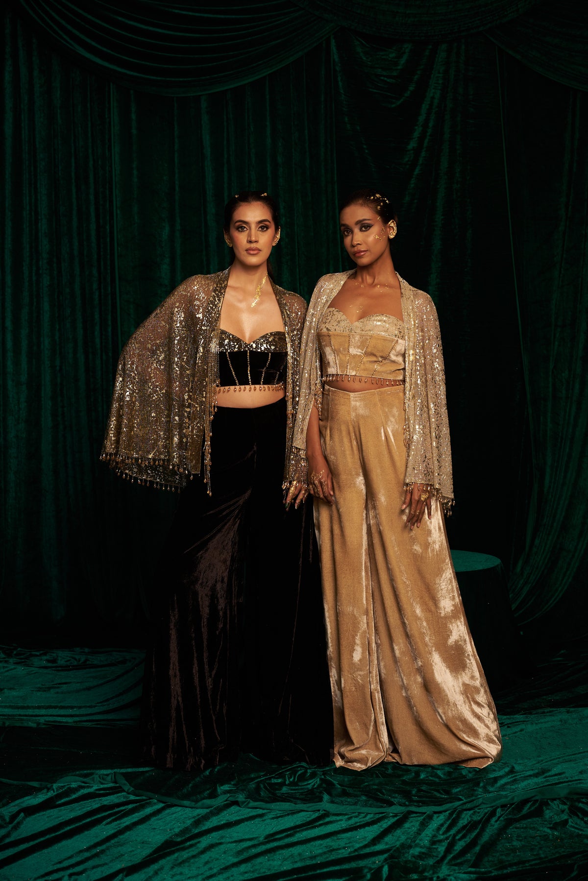 velvet blouse And Pant Set paired with Cape Jacket — image 9