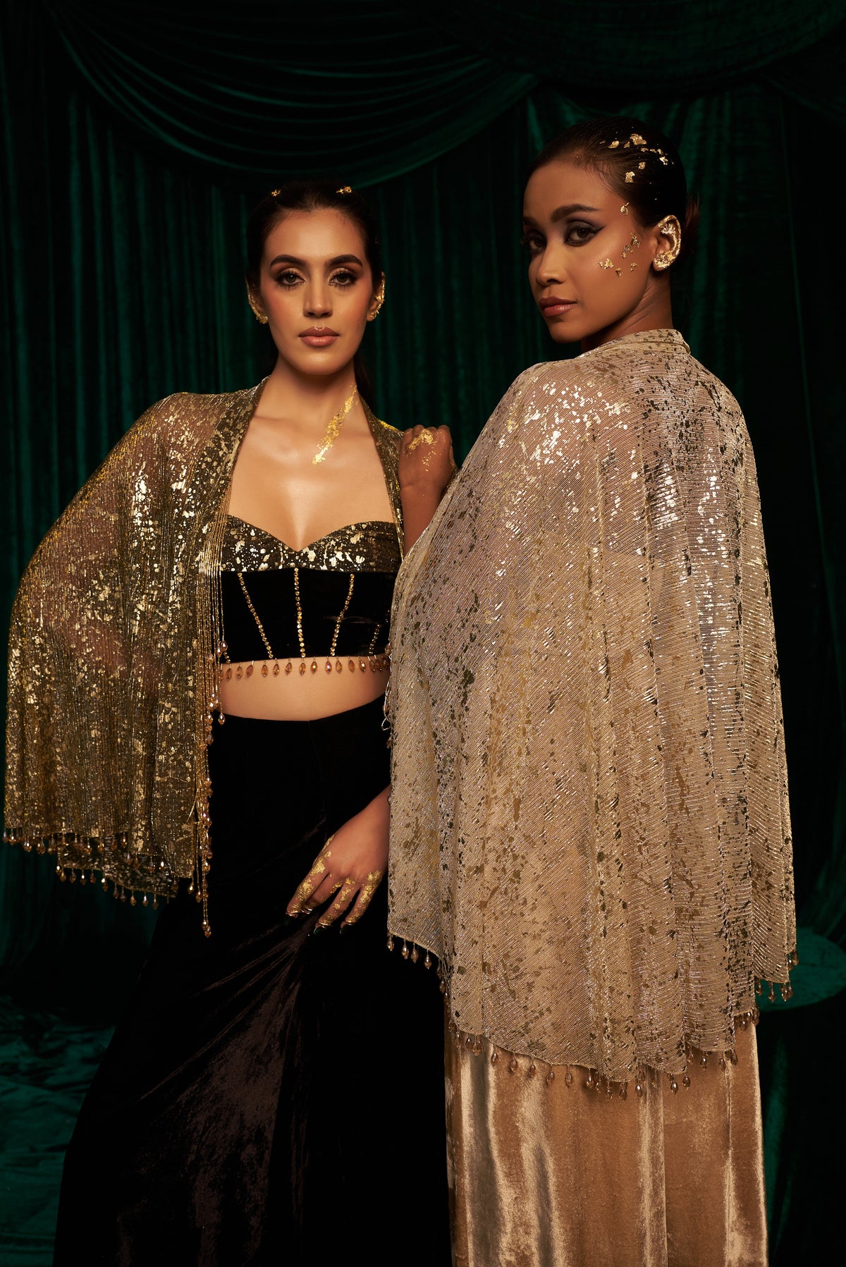 velvet blouse And Pant Set paired with Cape Jacket — image 10