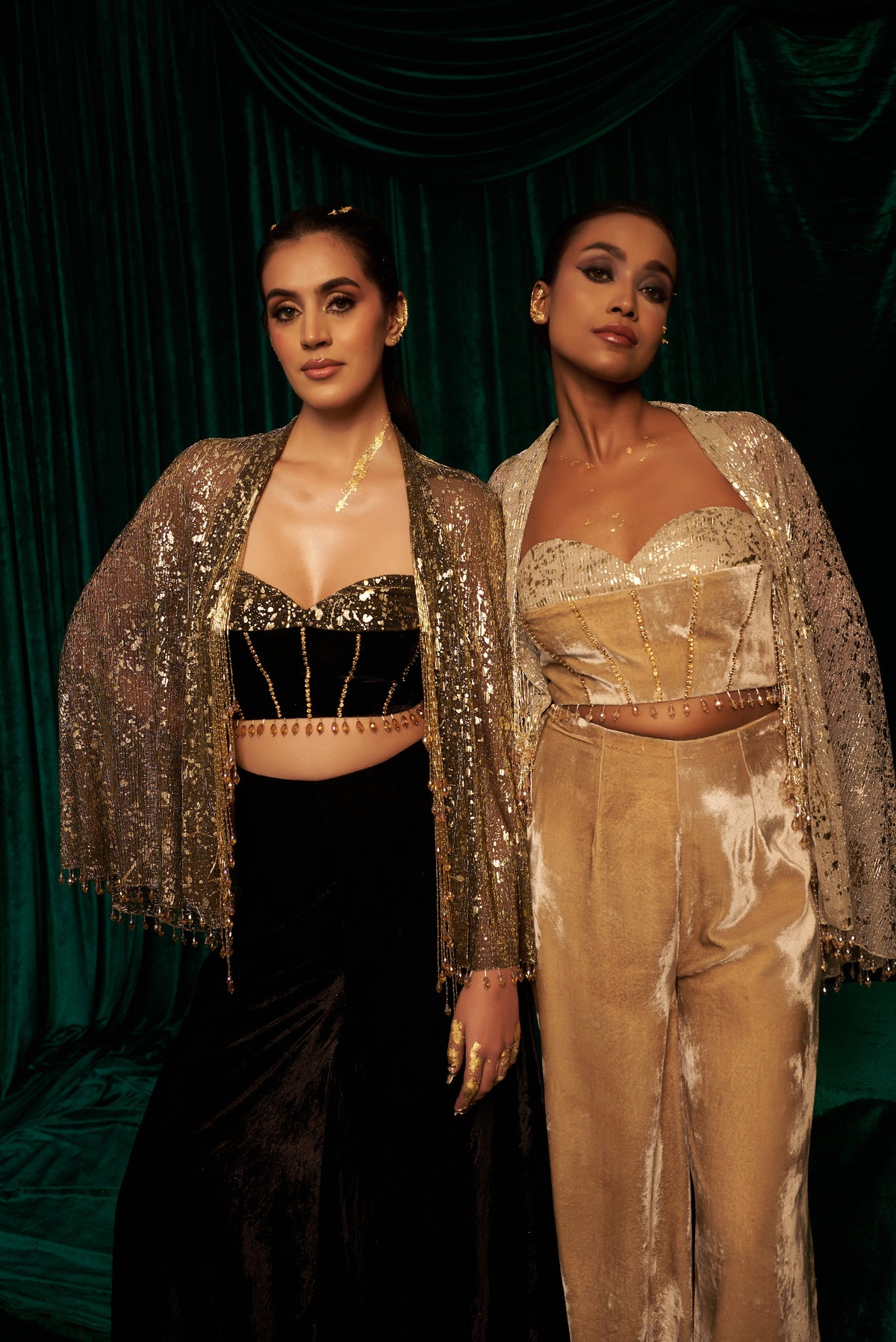 velvet blouse And Pant Set paired with Cape Jacket — image 11