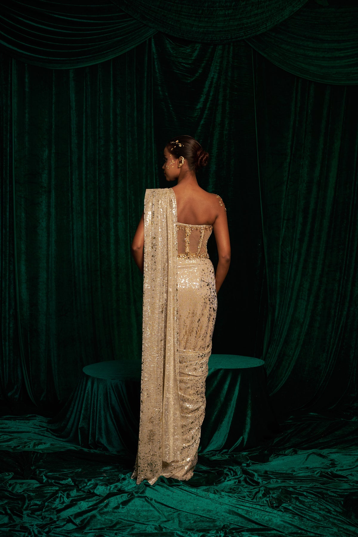 Tassel Corset Blouse With Classic Drape Saree — image 3