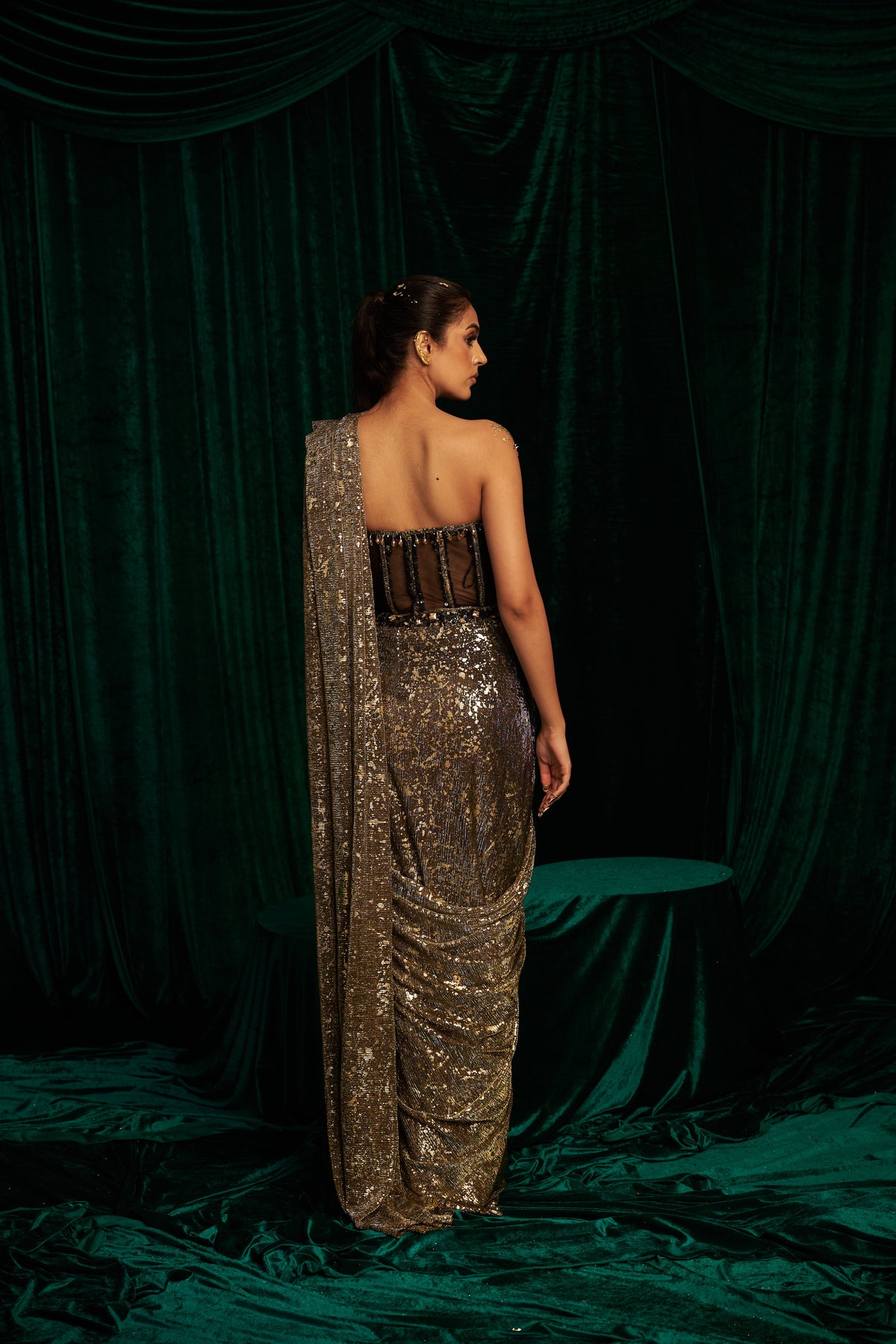 Tassel Corset Blouse With Classic Drape Saree — image 7