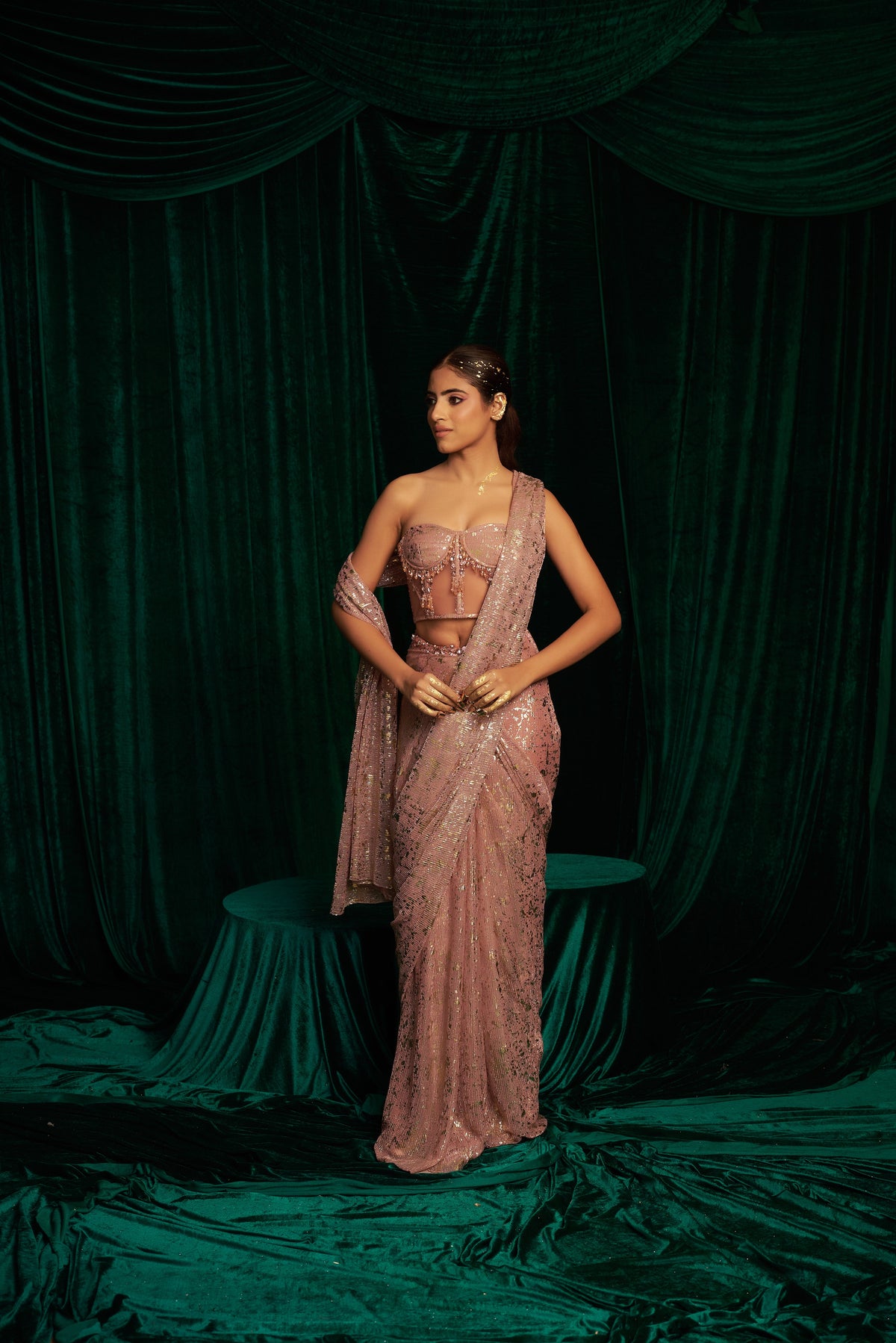 Tassel Corset Blouse With Classic Drape Saree — image 9