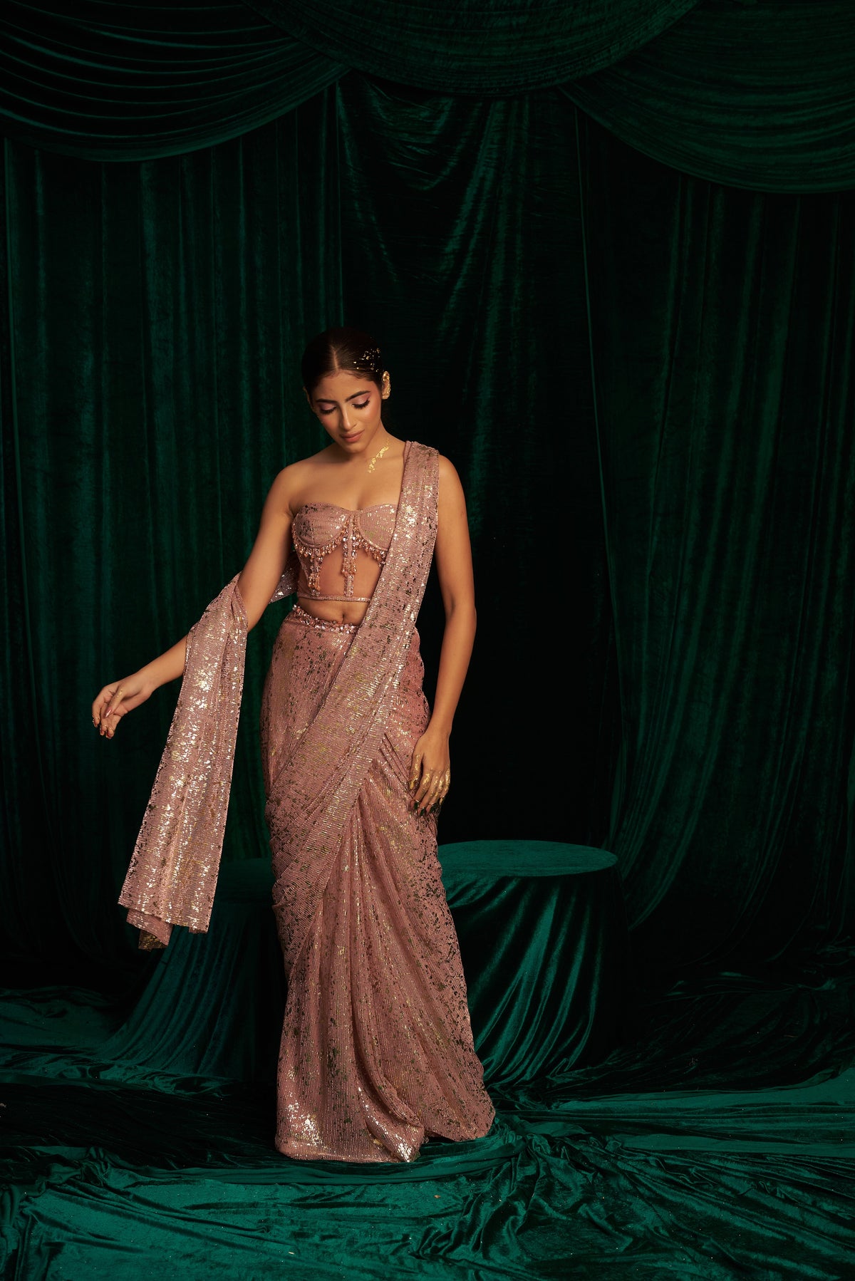 Tassel Corset Blouse With Classic Drape Saree — image 10