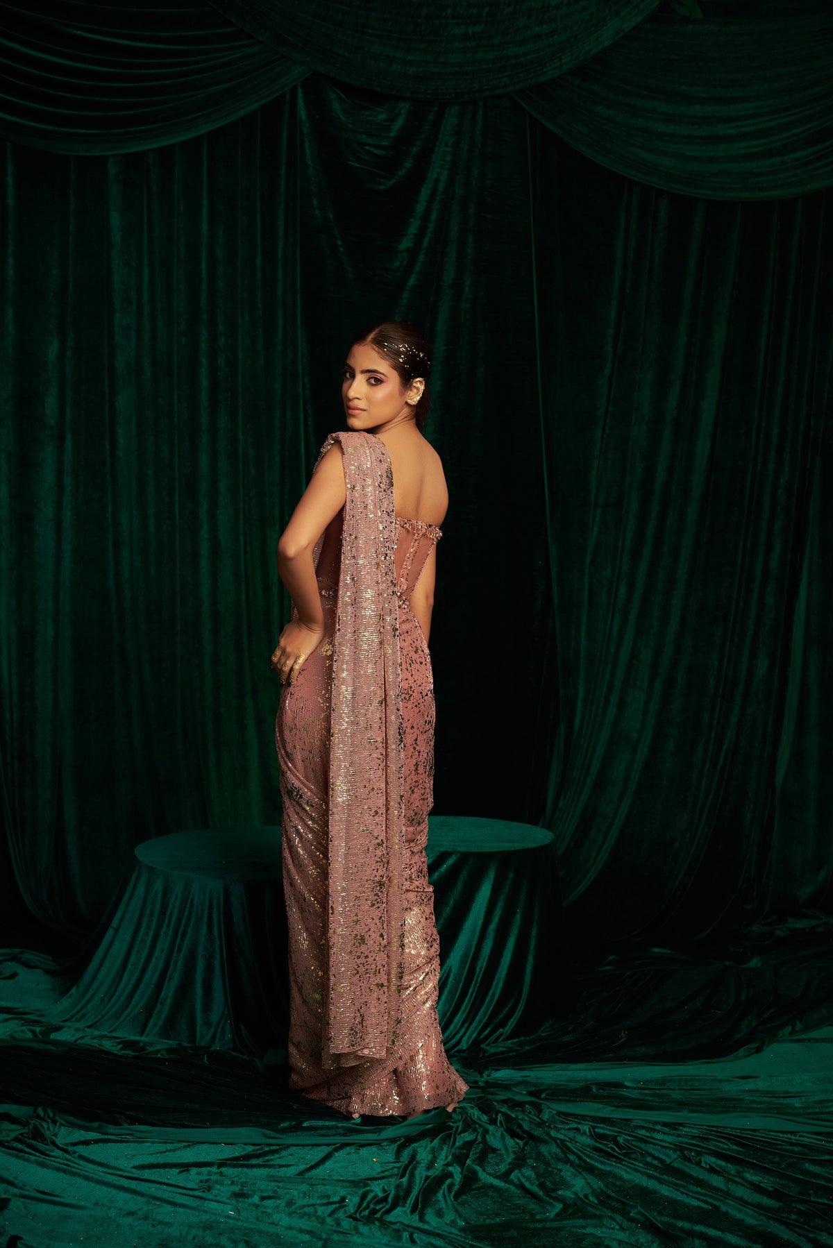 Tassel Corset Blouse With Classic Drape Saree — image 11