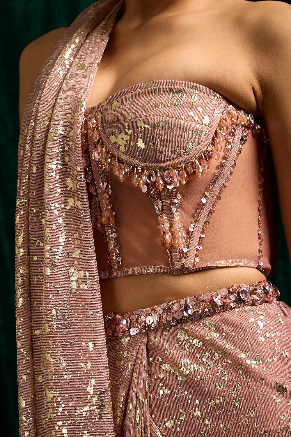 Tassel Corset Blouse With Classic Drape Saree — image 12