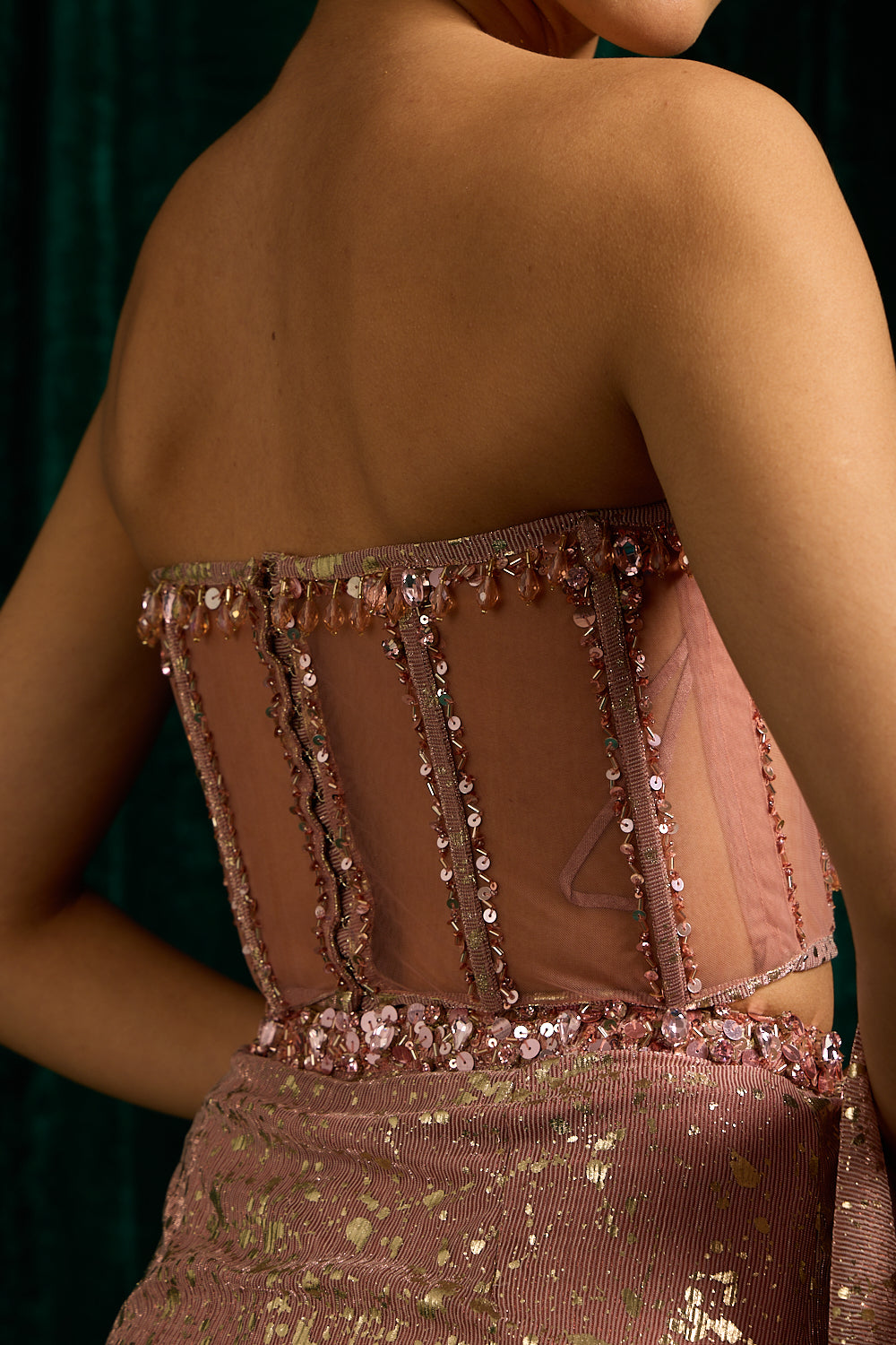 Tassel Corset Blouse With Classic Drape Saree — image 13