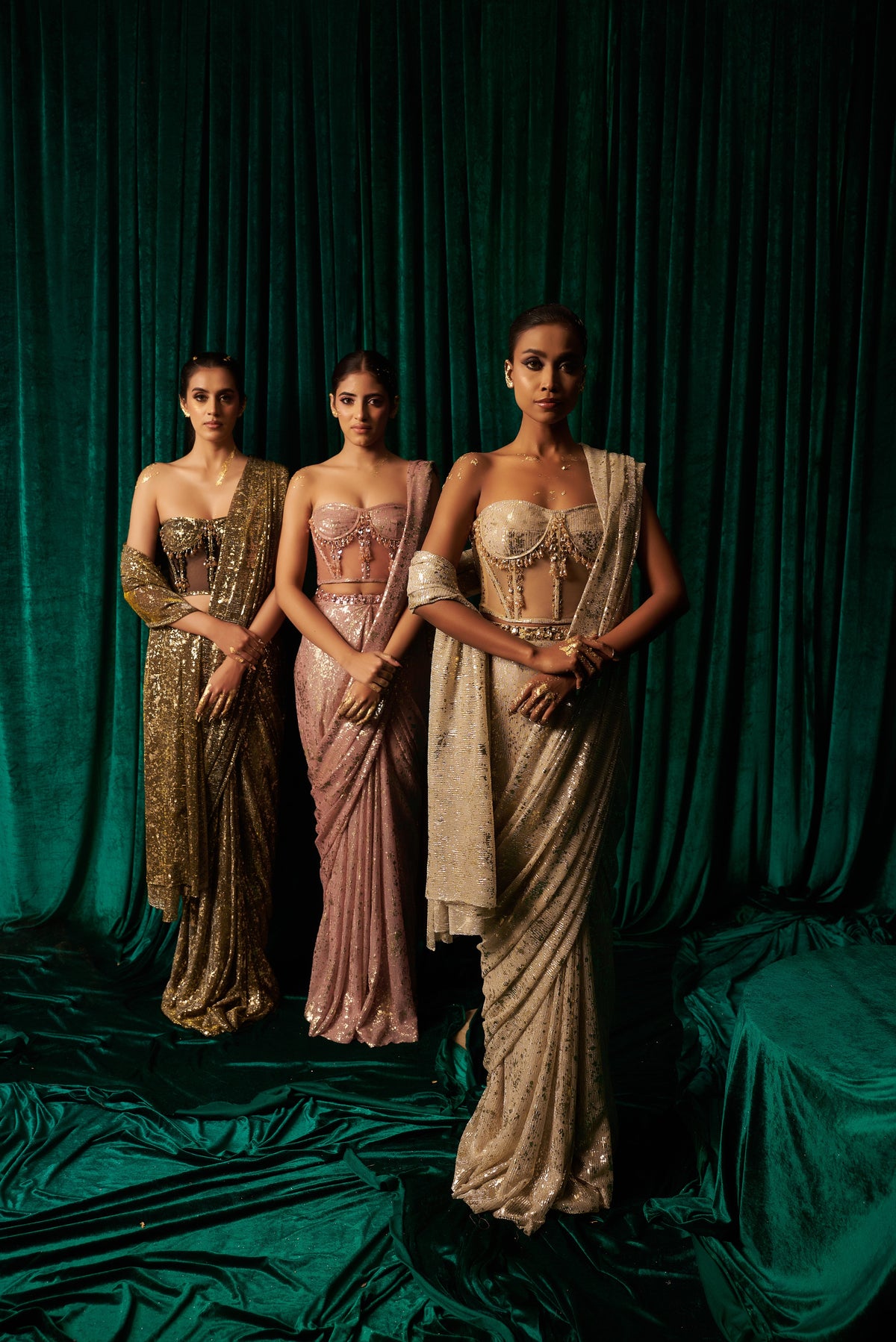 Tassel Corset Blouse With Classic Drape Saree — image 15