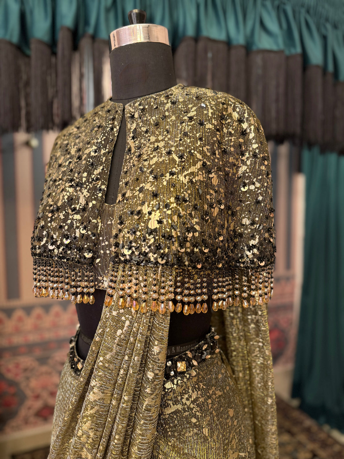 Short Embellished Cape With Classic Saree — image 6