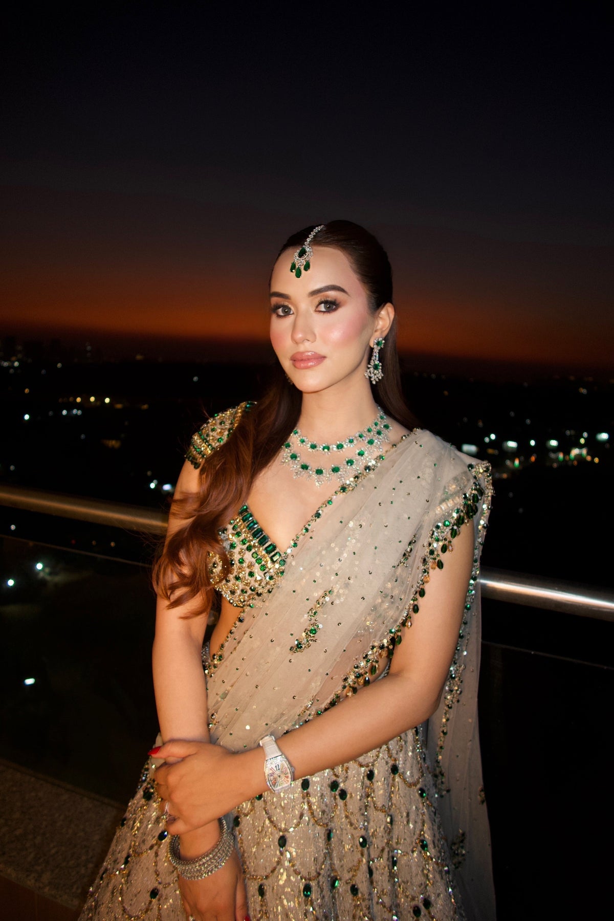 Green & Gold Stone Lehenga Set — image 8