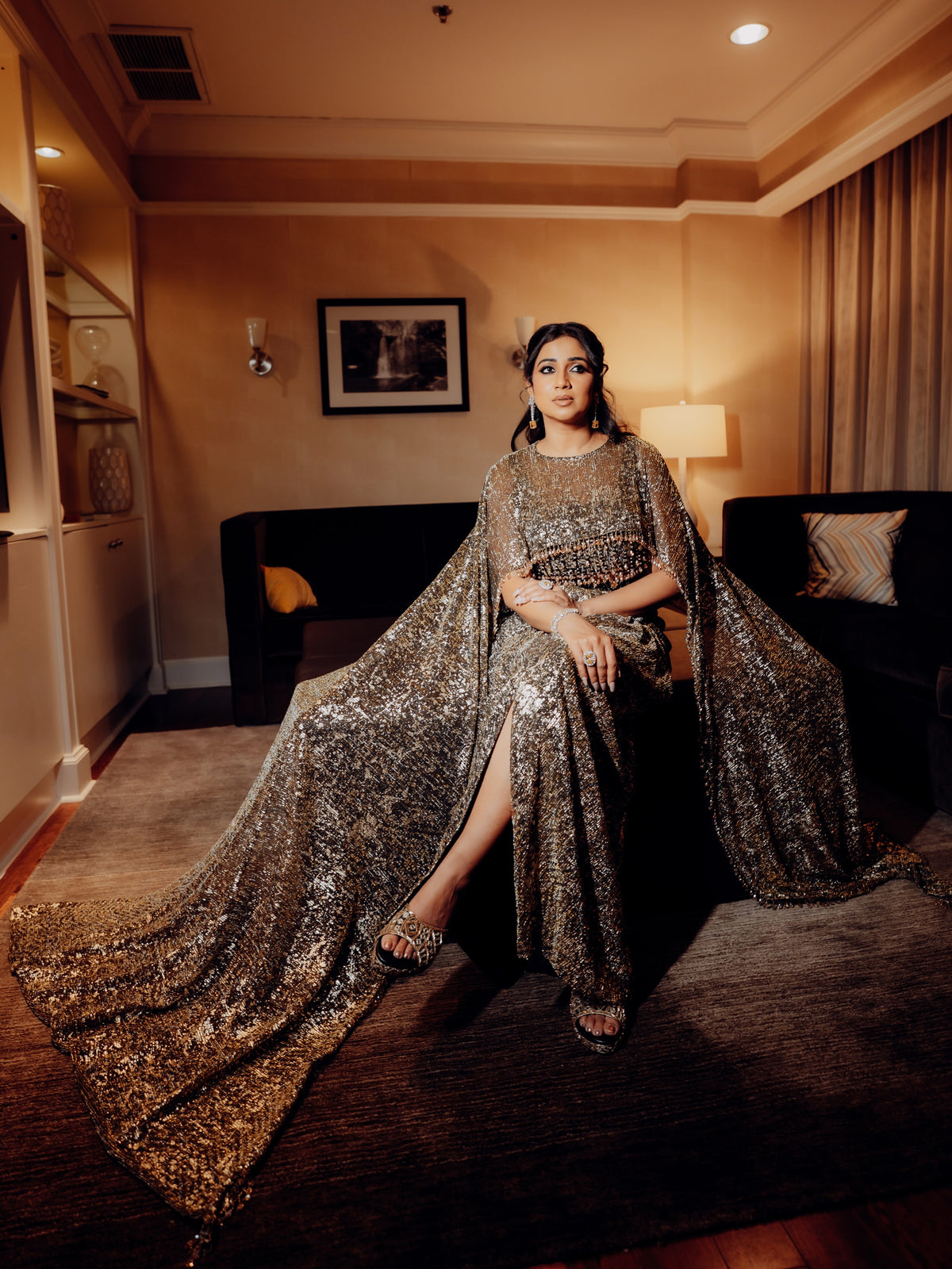 Shreya Ghoshal wearing the Drape Skirt And Cape Set by Mehak Makhija — photo 2 of 6