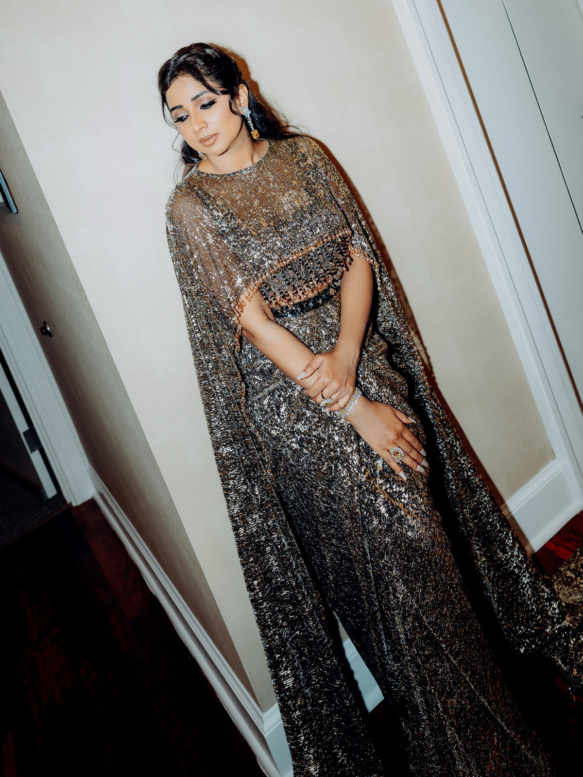 Shreya Ghoshal wearing the Drape Skirt And Cape Set by Mehak Makhija — photo 5 of 6