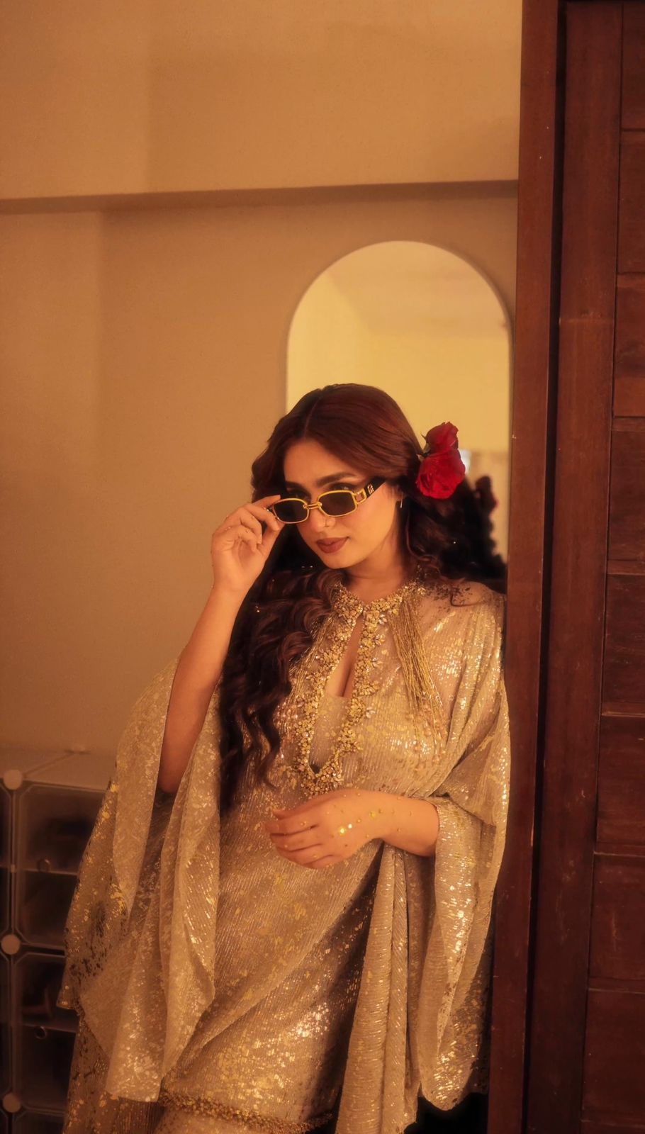 Ayesha Khan wearing the Gold Kurta Sharara Set by Mehak Makhija — photo 2 of 3