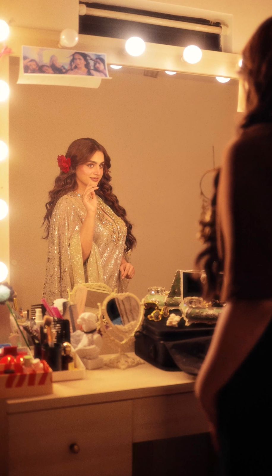 Ayesha Khan wearing the Gold Kurta Sharara Set by Mehak Makhija — photo 1 of 3