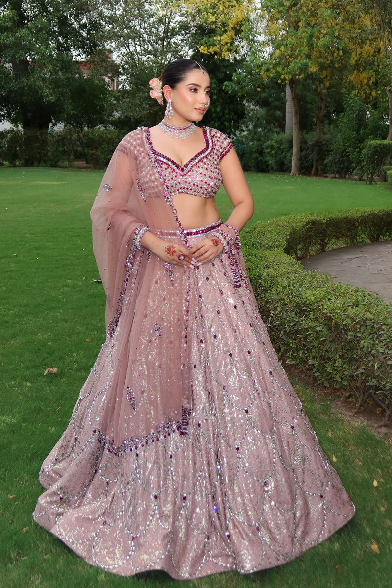 Pink & silver lehenga set