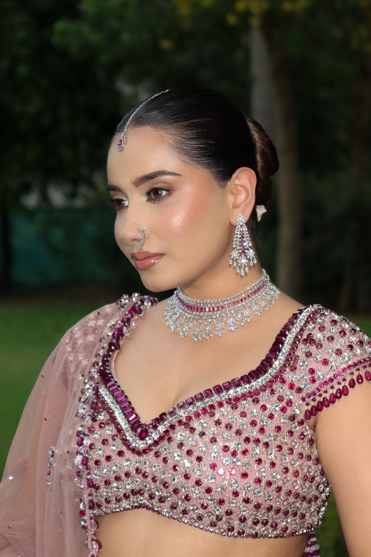 Pink & silver lehenga set
