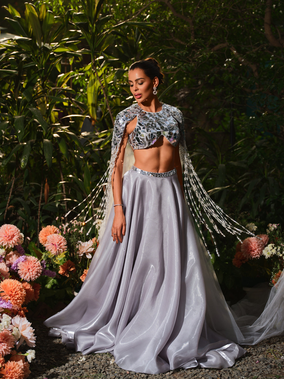 Maid for this silver Lehenga set