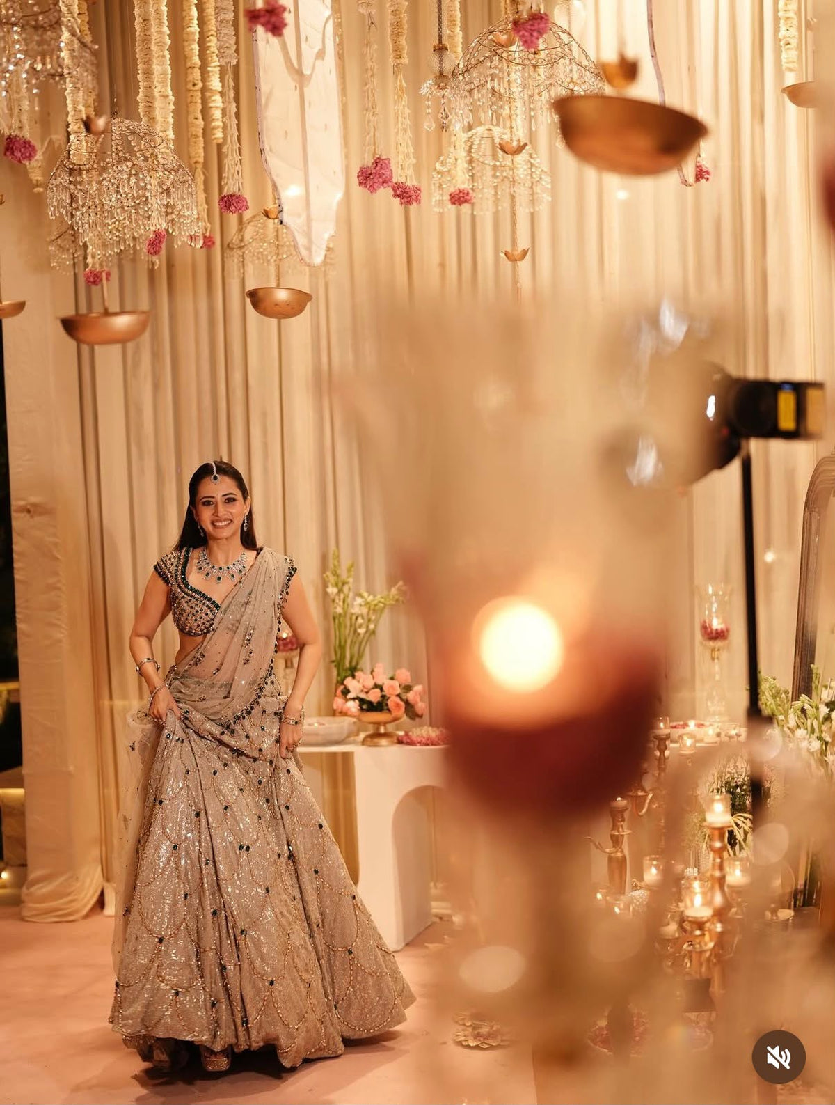 Sargun Mehta wearing the Gold Green Lehenga Set by Mehak Makhija — photo 4 of 5