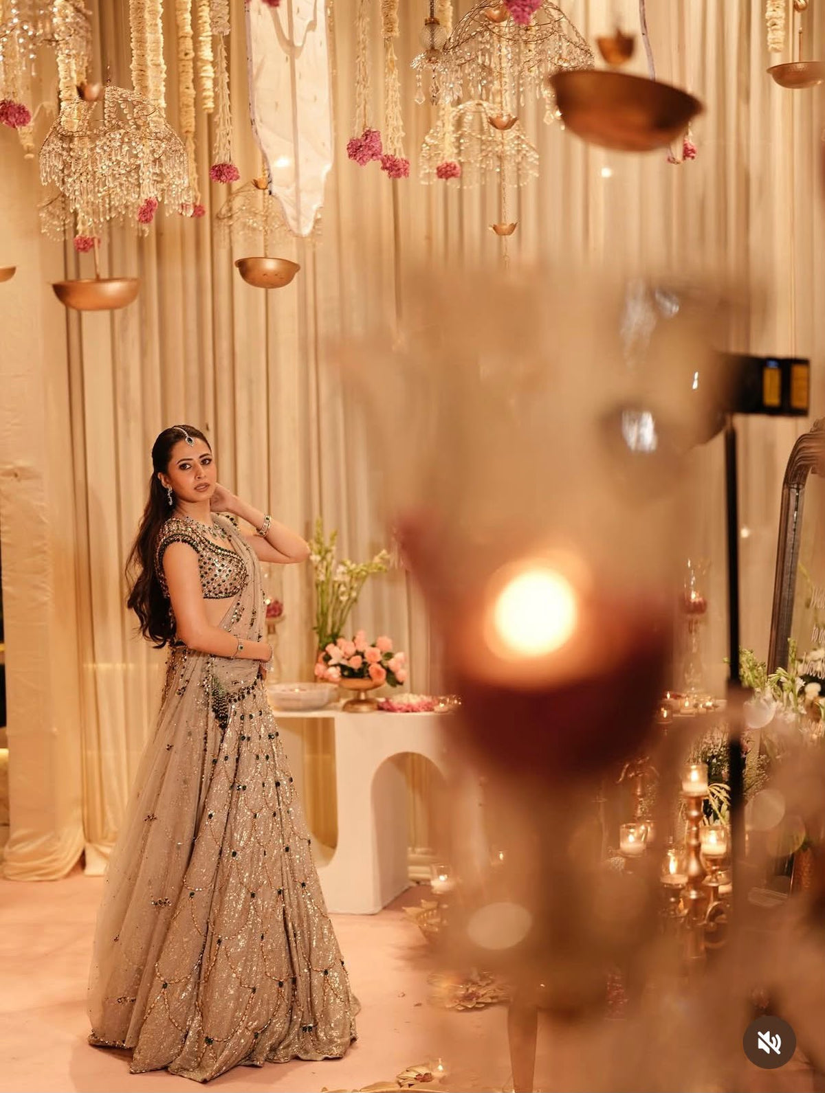 Sargun Mehta wearing the Gold Green Lehenga Set by Mehak Makhija — photo 5 of 5